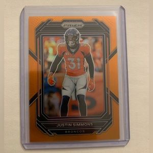 2022 Panini Prizm Justin Simmons Orange Prizm /249 Denver Broncos